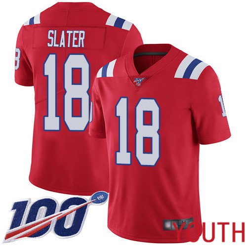New England Patriots Football 18 100th Season Limited Red Youth Matthew Slater Alternate NFL Jersey